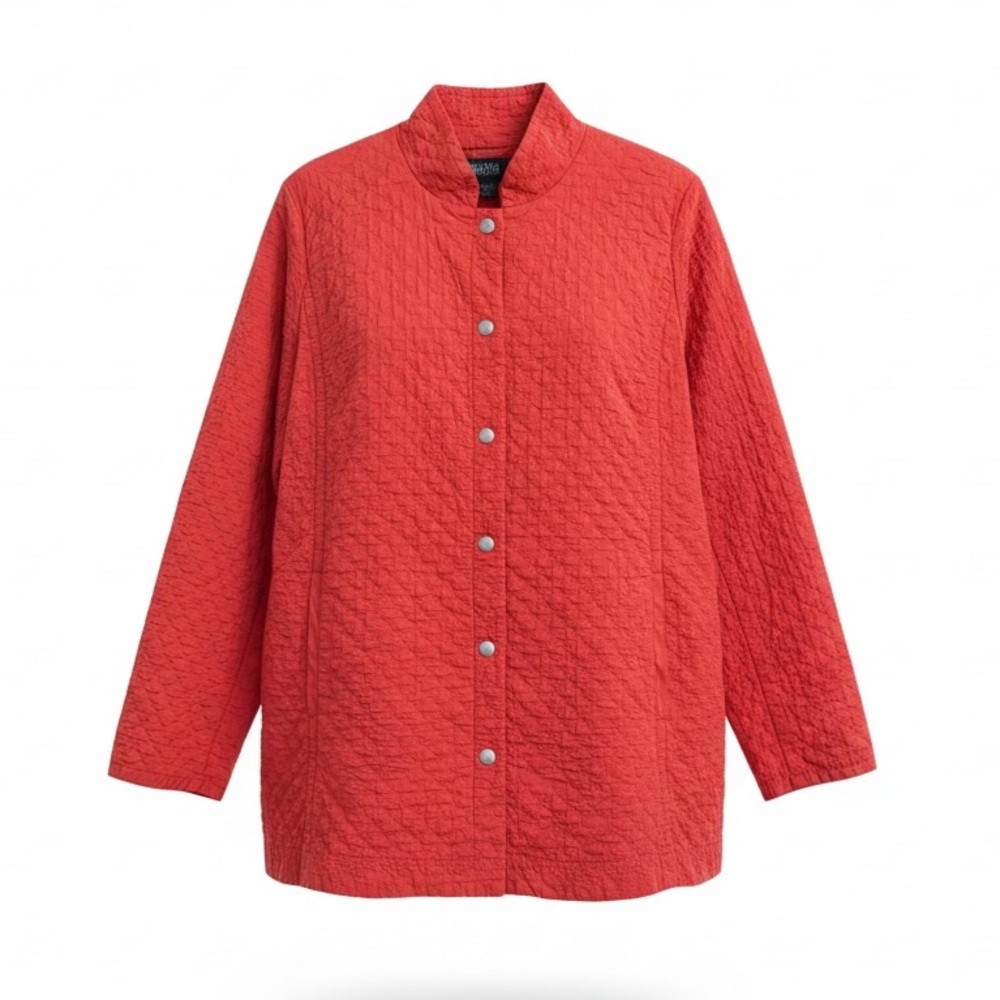 Eileen Fisher Burnt Orange Organic Cotton Quilted Jacket Size M